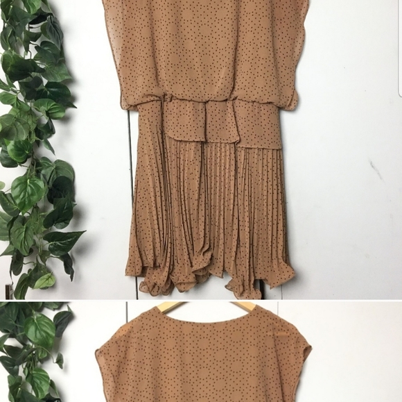 🌿 Light Brown Flowy Tiered Mini Dress - Picture 1 of 5